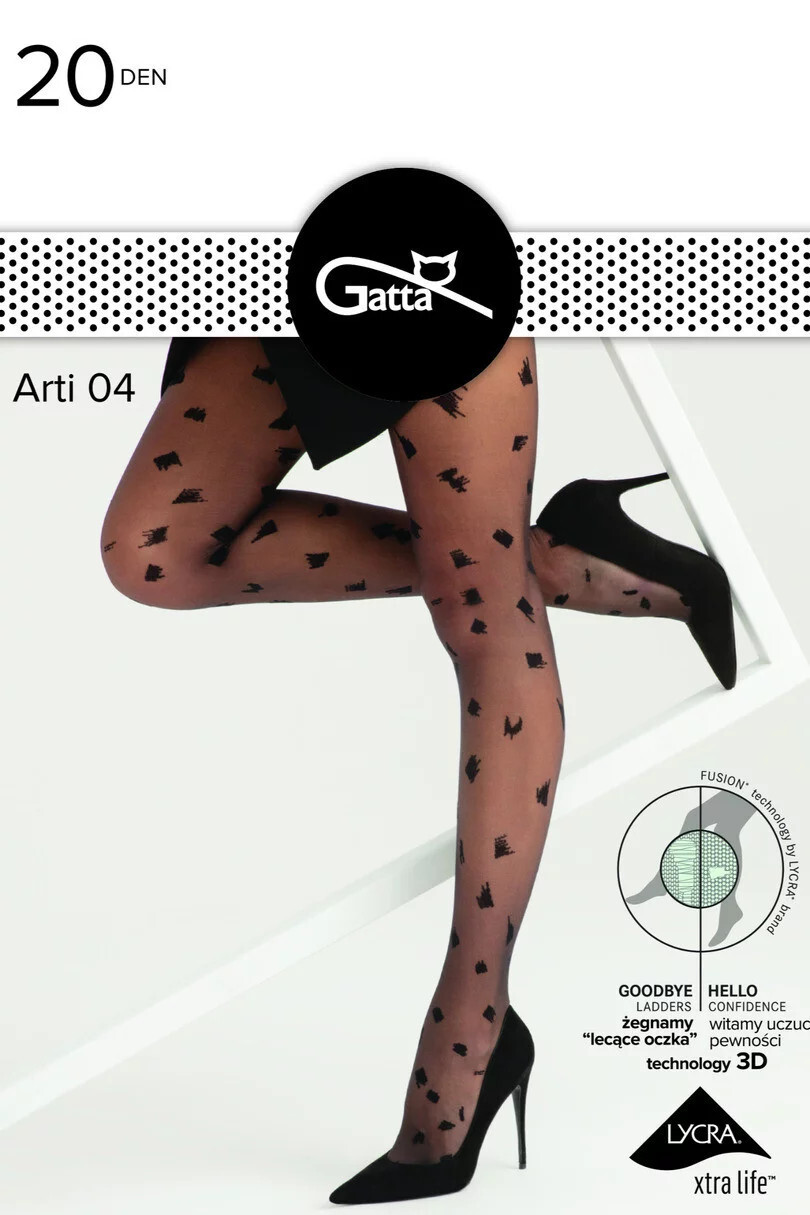 Dámske pančuchové nohavice Arti 04 Black Pattern - Gatta 3-M černá vzor