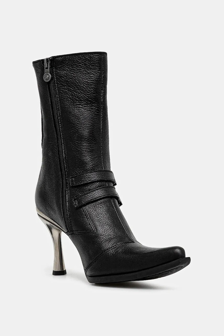 Kožené členkové topánky New Rock LUXOR NEGRO, MALICIA 2 GOMA NEGRA TACON CARI