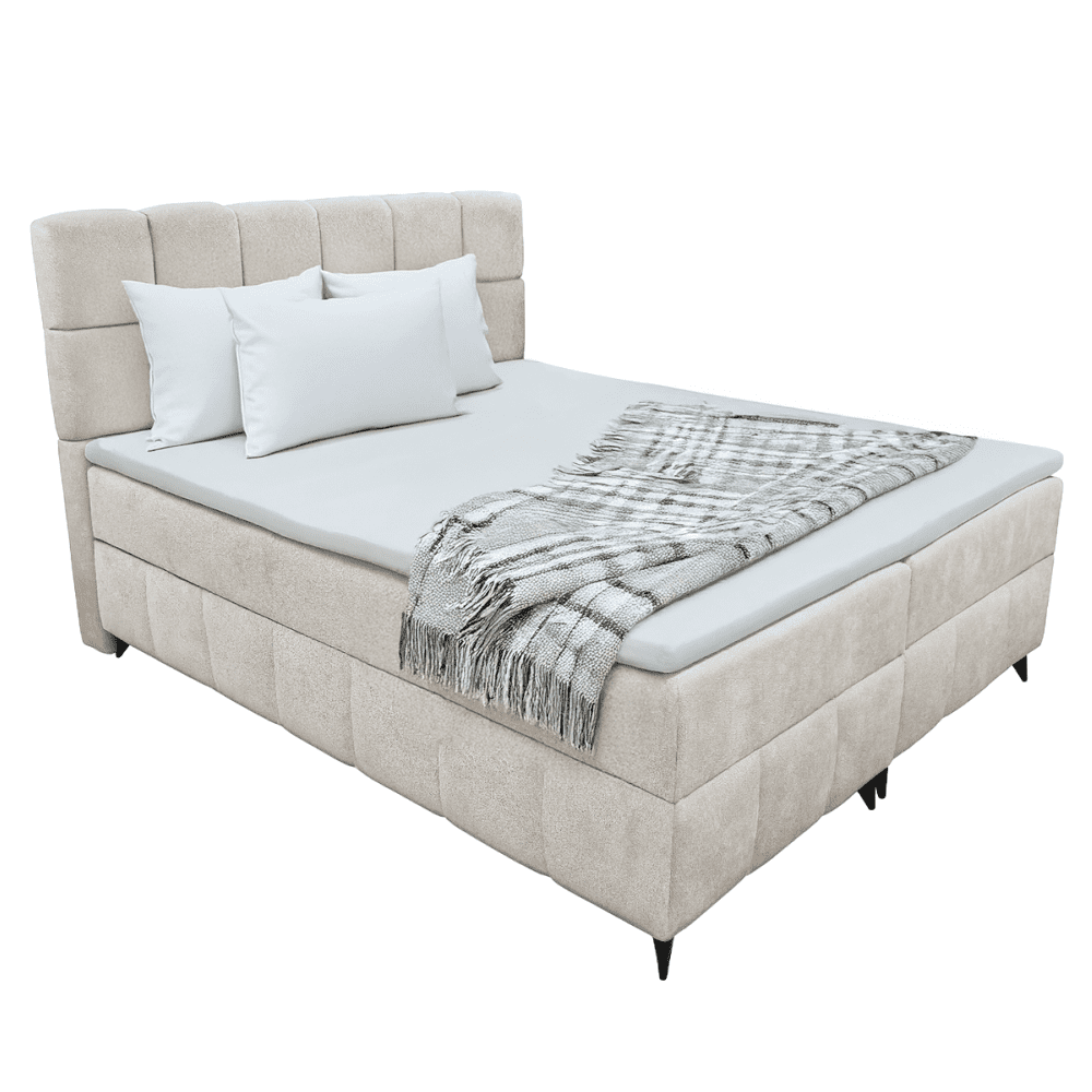 Boxspringová posteľ, 140x200, béžová, ALMA