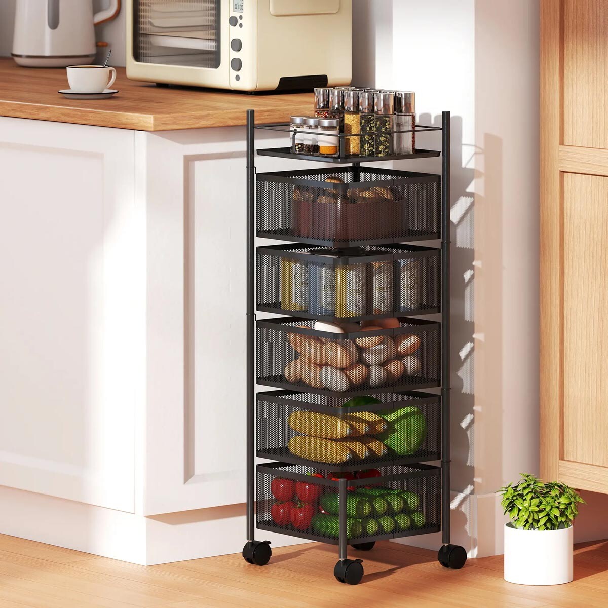 Kuchynský vozík s košíkmi