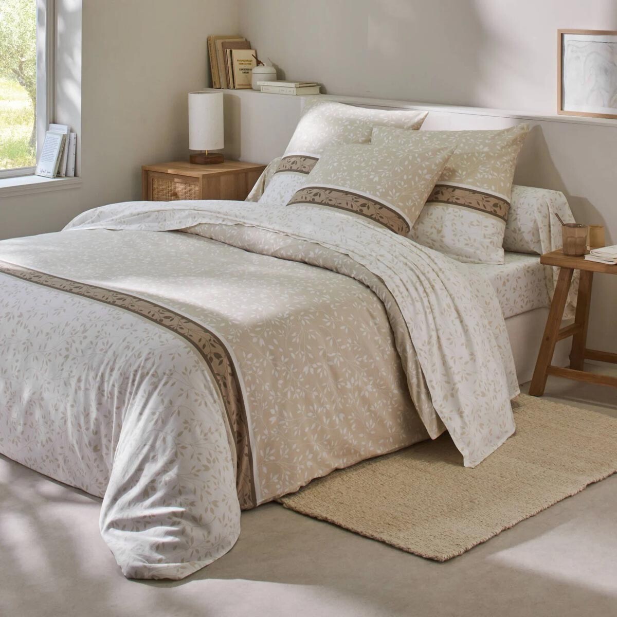 Bavlnená posteľná bielizeň Constance, piesková, 140 x 200 cm