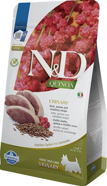 N&D dog Quinoa GF adult mini urinary duck & cranberry 1,5 kg