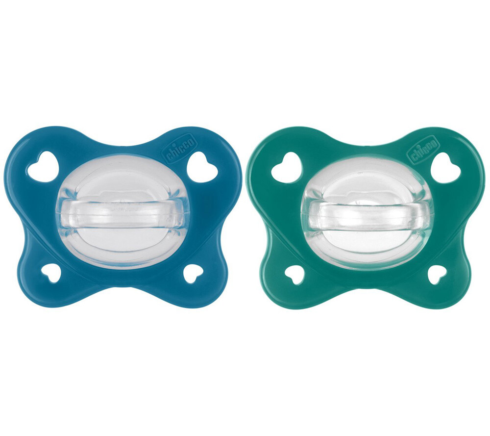 CHICCO Cumlík Physio Dual Soft silikónový chlapec 16-36m, 2 ks