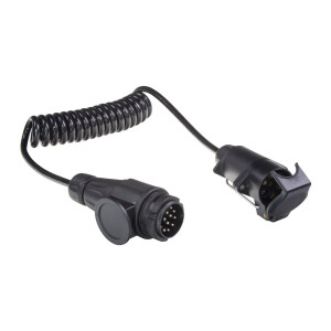 Predlžovací kábel 2m špirálový 12V - 1x zástrčka 13pin, 1x zásuvka 7pin