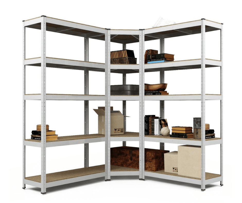 Rohová regálová zostava 180x180x180 5 políc - pozinkovaný