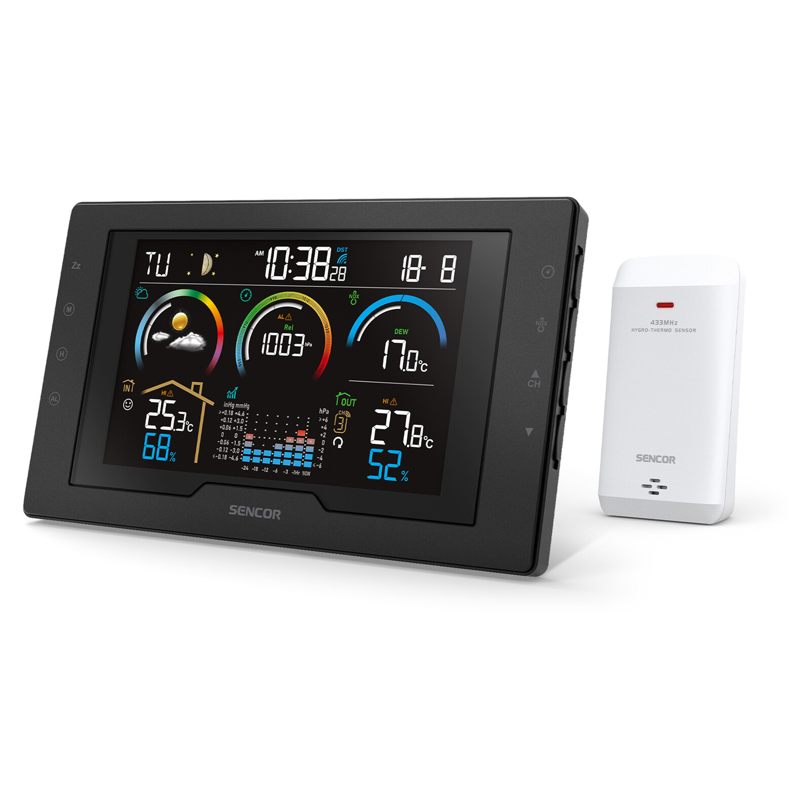 Sencor SWS 8000 Meteorologická stanica s bezdrôtovým snímačom Farebný LCD displej s uhlopriečkou 5,7