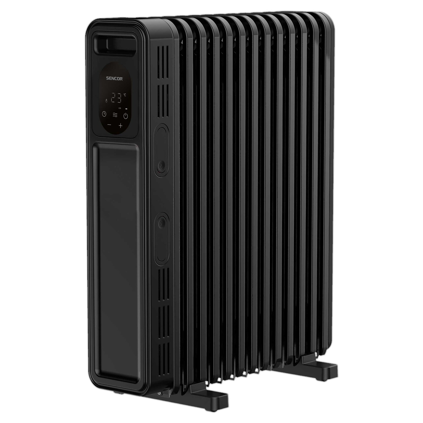 Sencor SOH 6313BK Digitálny olejový radiátor Až 2 500 W v 3 režimoch 13 ohrievacích článkov FLAT SHAPE, Digitálny ovládací panel a diaľkové