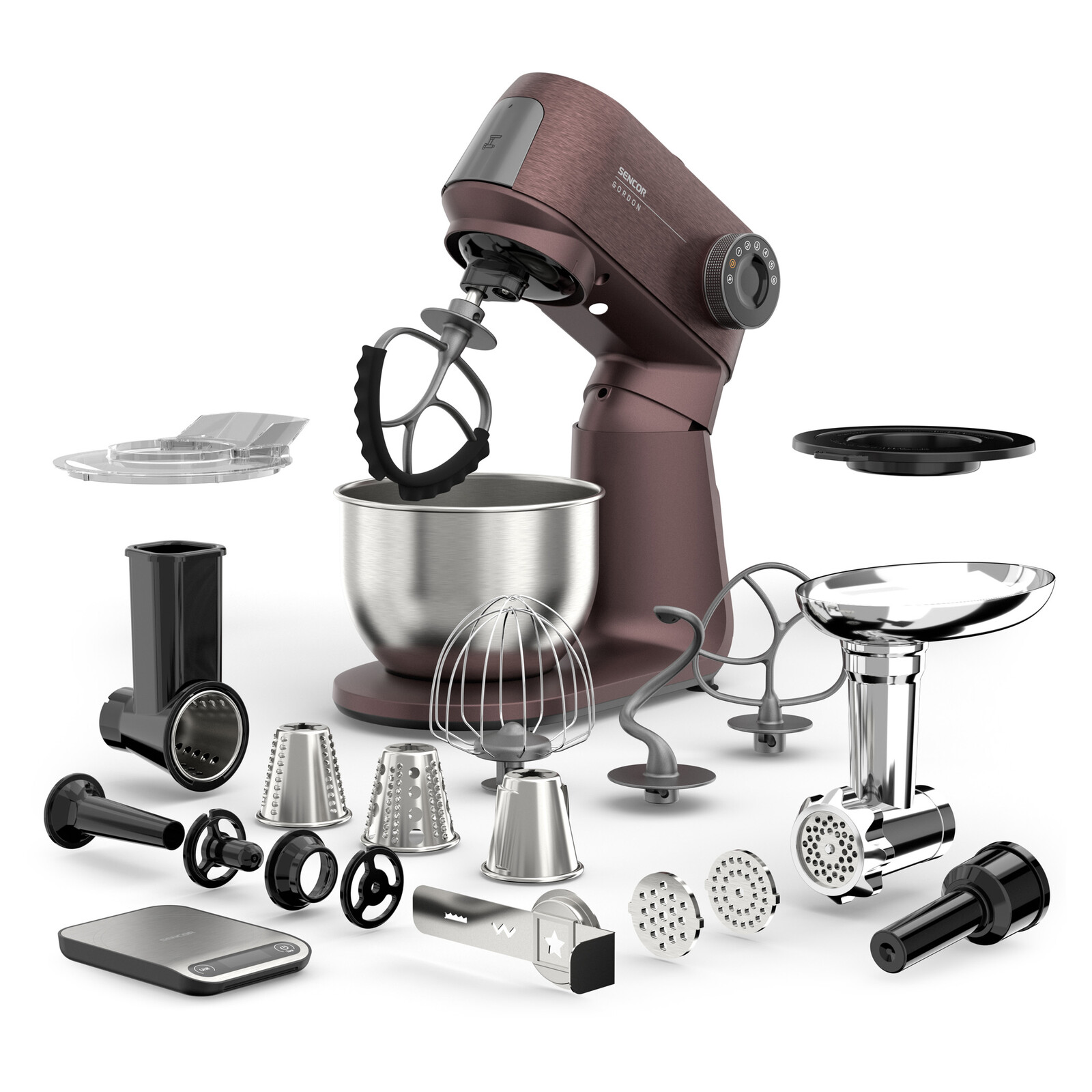 Sencor STM 7632WP Kuchynský robot GORDON Vysokovýkonný 1500 W motor Robustné celokovové telo s kovovými prevodmi, Dizajn s 3 výstupmi, .