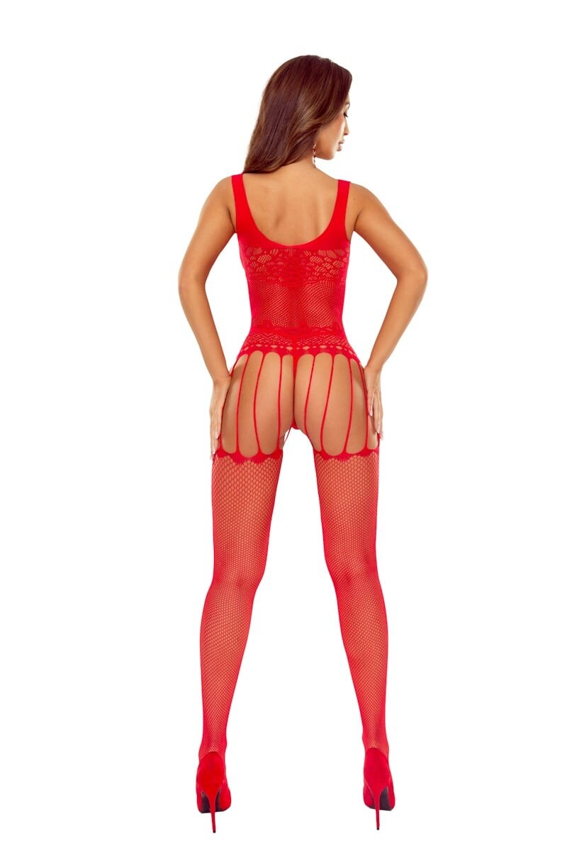 Červené sieťované bodystockings BS119