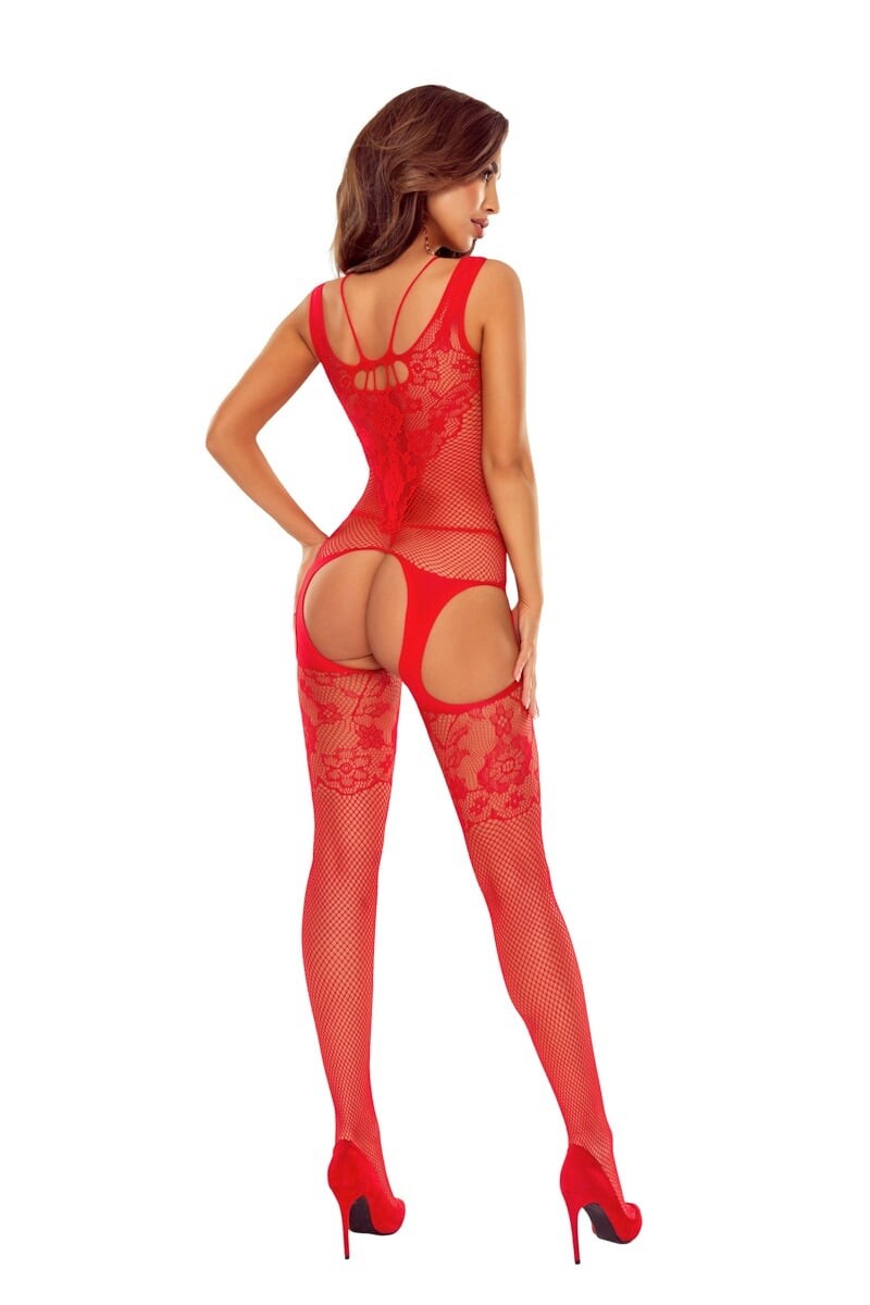Červené sieťované bodystockings BS121