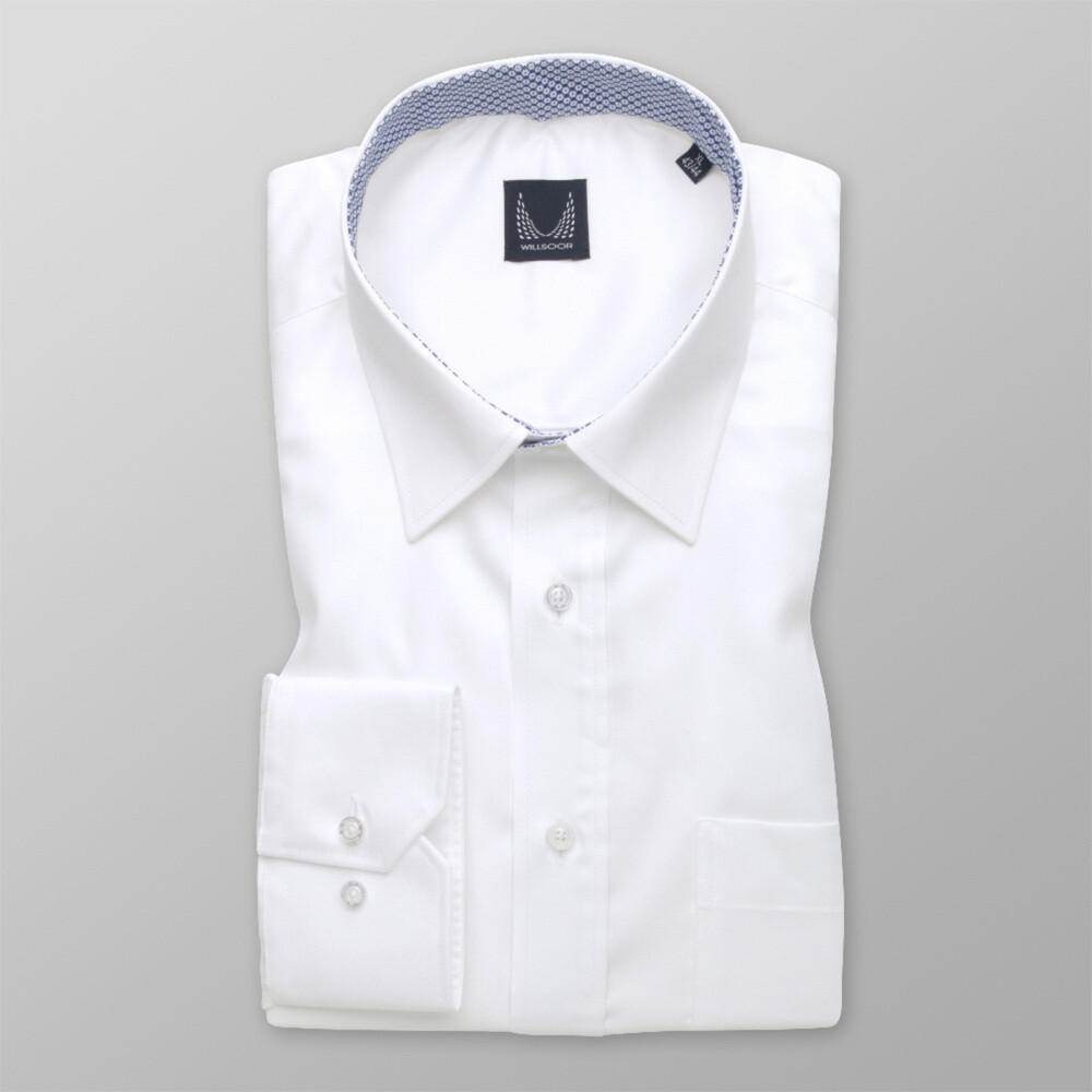 Pánska košeľa klasická biela s modrými prvkami 12988