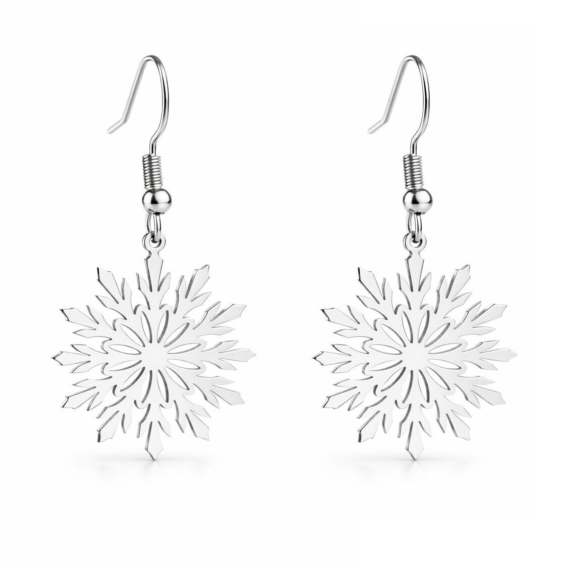 Troli Krásne visiace náušnice z ocele Snehové vločky
