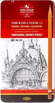 Koh-i-noor 1502/12 – súprava grafitových ceruziek ART, 8B-2H – 12 ks