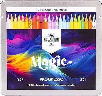 Koh-i-noor Progresso Magic 8774/24 Pastelky v laku, v plechovém pouzdře 24 ks