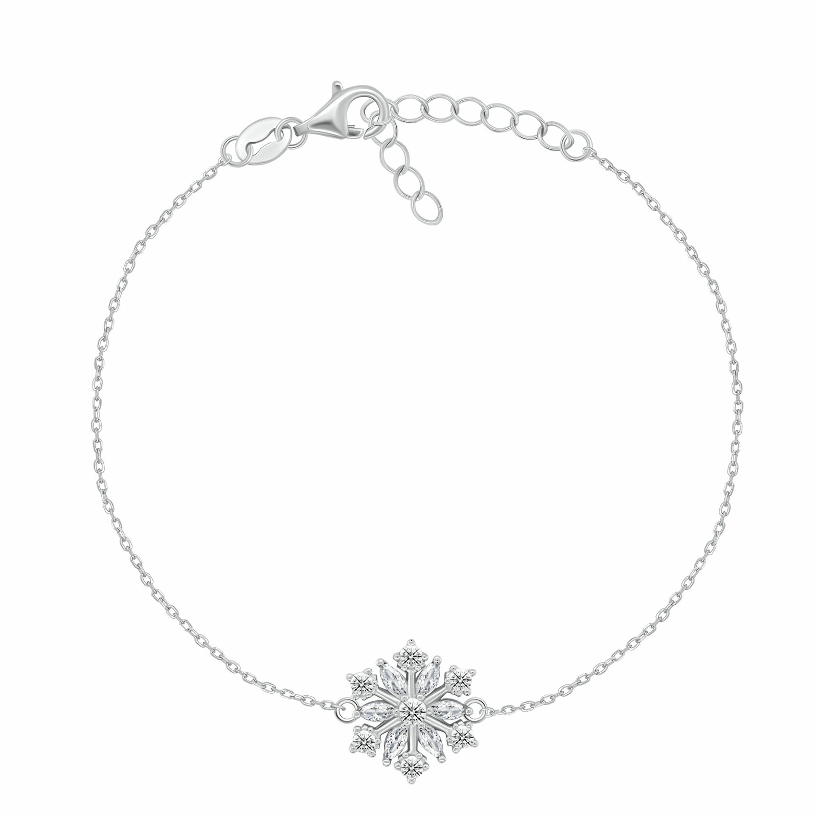 Brilio Silver Očarujúce strieborný náramok so zirkónmi Vločka BRC254W