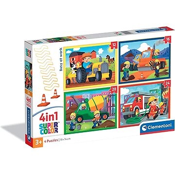 CLEMENTONI Puzzle Vyťaženie v práci 4 v 1, 12, 16, 20, 24 dielikov