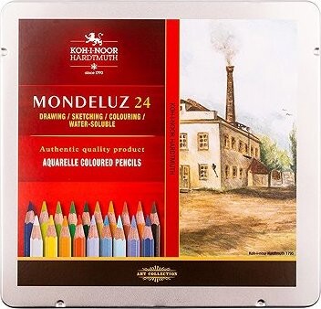 Koh-i-noor Mondeluz 3724/24 Umělecké pastelky krajina v plechovém pouzdře 24 ks