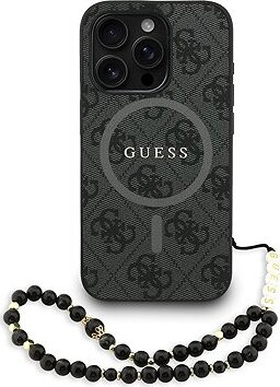 Guess PU Leather 4G Colored Ring Strap MagSafe Zadný Kryt pre iPhone 15 Pro Max Black