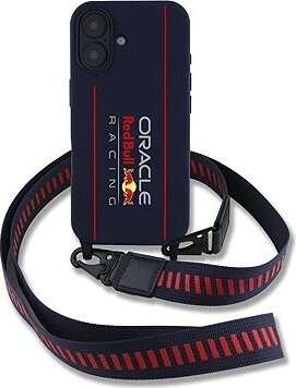 Red Bull Silicone Vertical Logo MagSafe Zadný Kryt + Crossbody Popruh pre iPhone 16 Navy