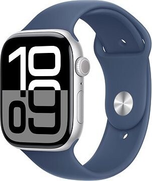 Apple Watch Series 10 46 mm Silver Aluminium Case with Denim Sport Band – S/M