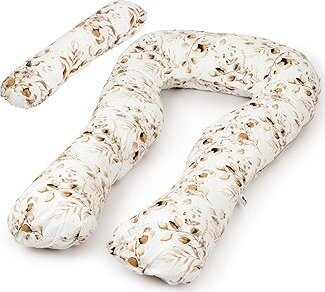 Flumi Tehotenský vankúš v tvare U, biely s hnedými lístkami