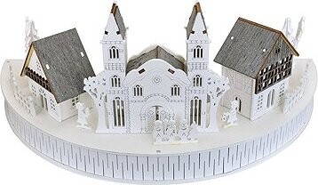 DOMMIO Dřevěná vesnička s kostelem LED 17 × 40 cm