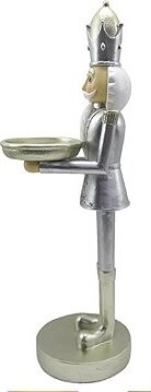 Clayre & Eef Dekorace stříbrný Louskáček s podnosem 40 cm