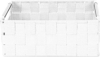 Compactor Úložný košík s kovovými držadlami Stan, tkané pásky, biely S