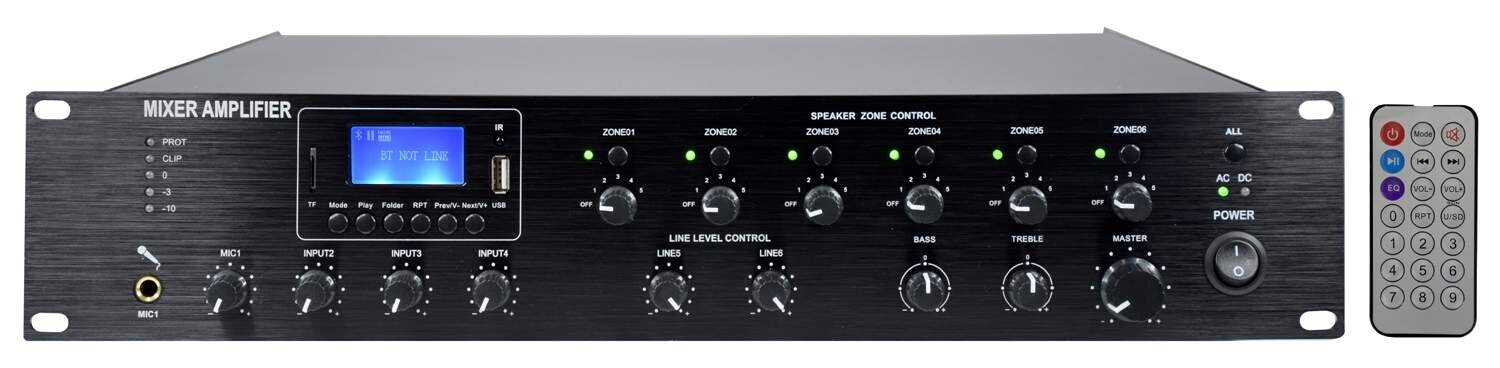 BSA GLEMM PAA480MZ, 6-zónová rozhlasová ústredňa pre 100V / 240W