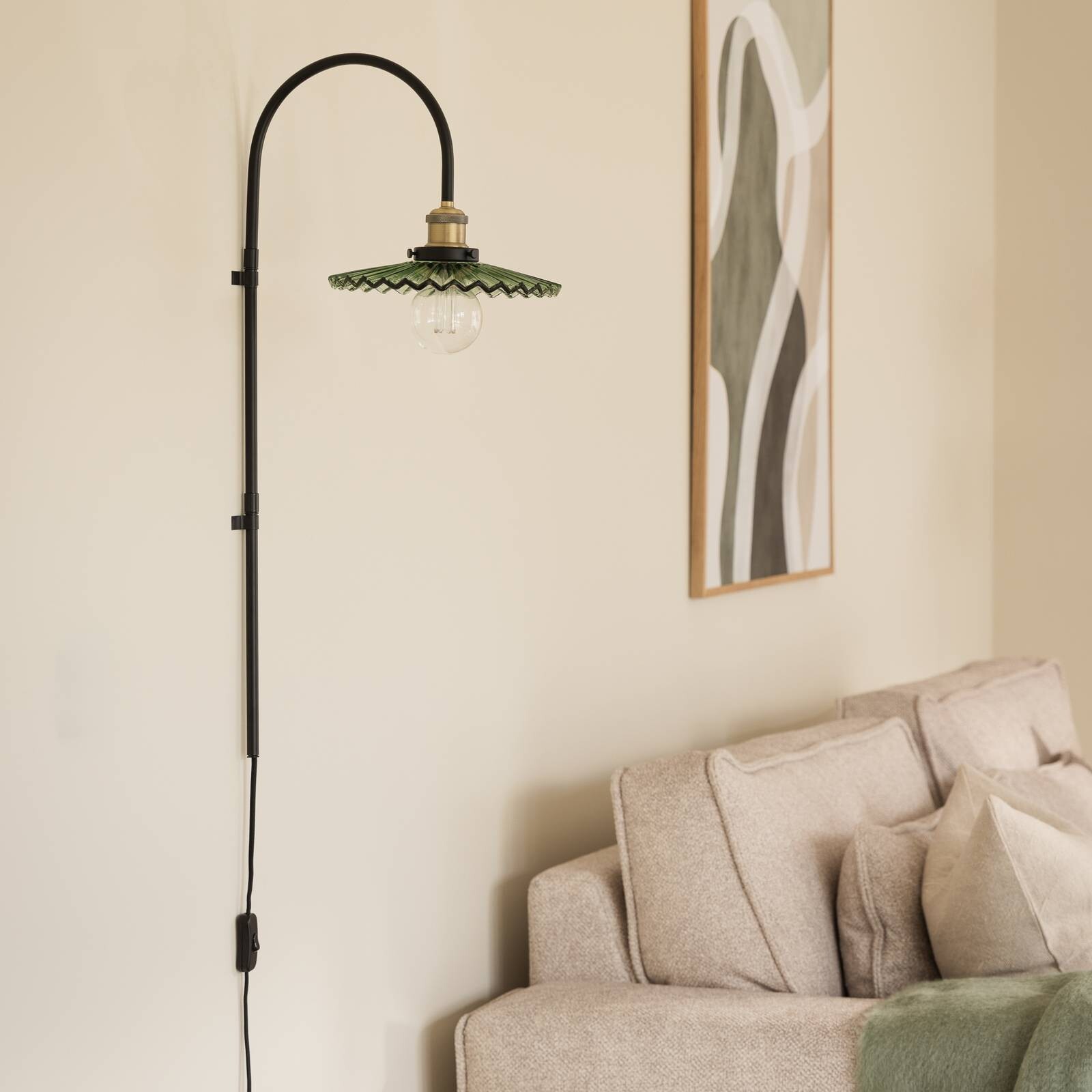 Globen Lighting nástenné svetlo COBBLER, zelená, výška 75 cm, sklo