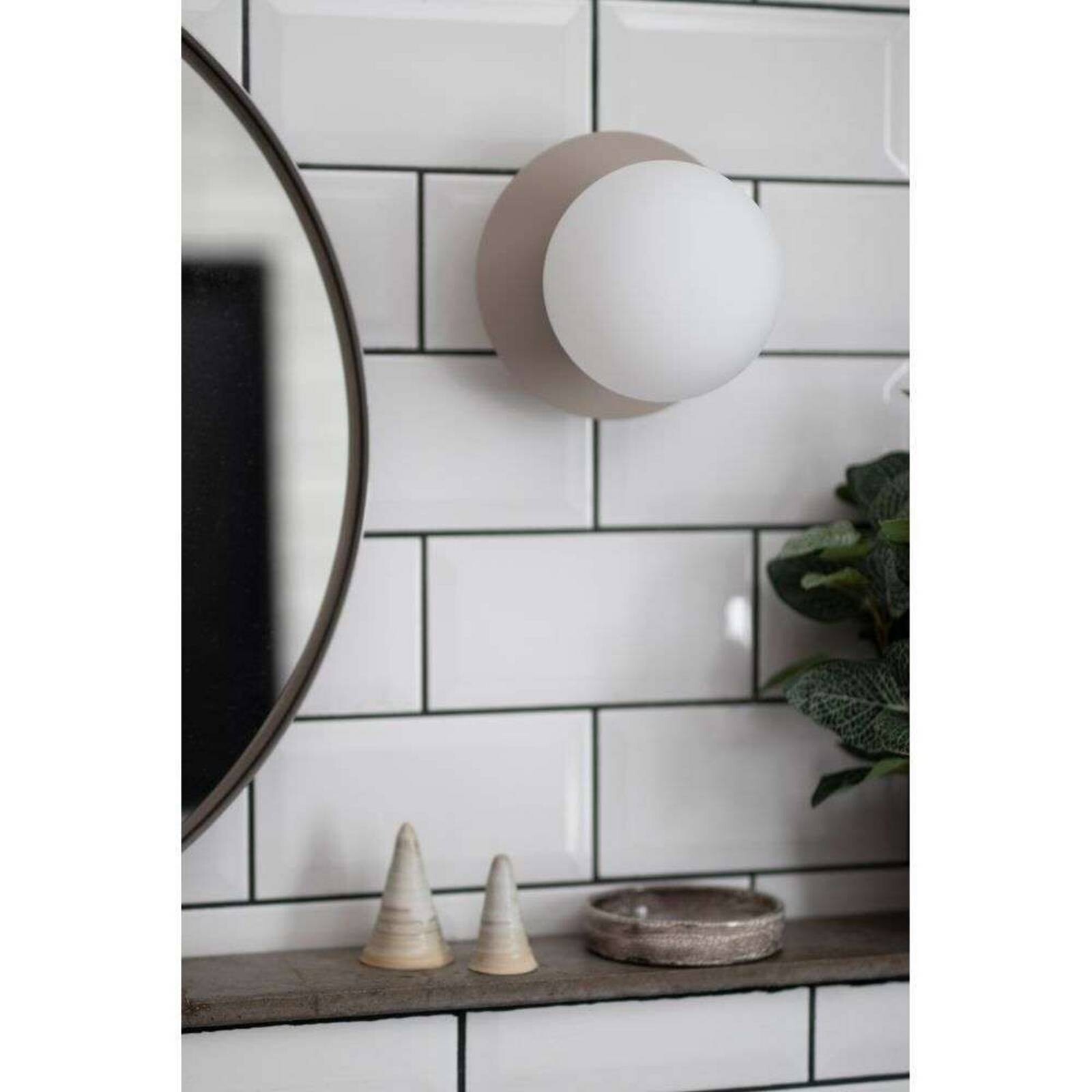 Globen Lighting nástenné svetlo ART DECO, biela/biela, Ø 16 cm, IP44