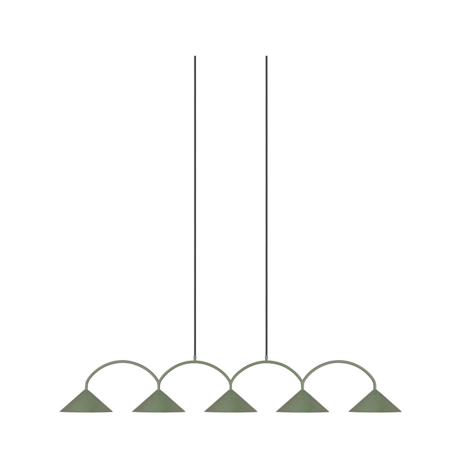 Globen Lighting závesné svietidlo CURVE 5, zelené, 5-pl., 165 cm