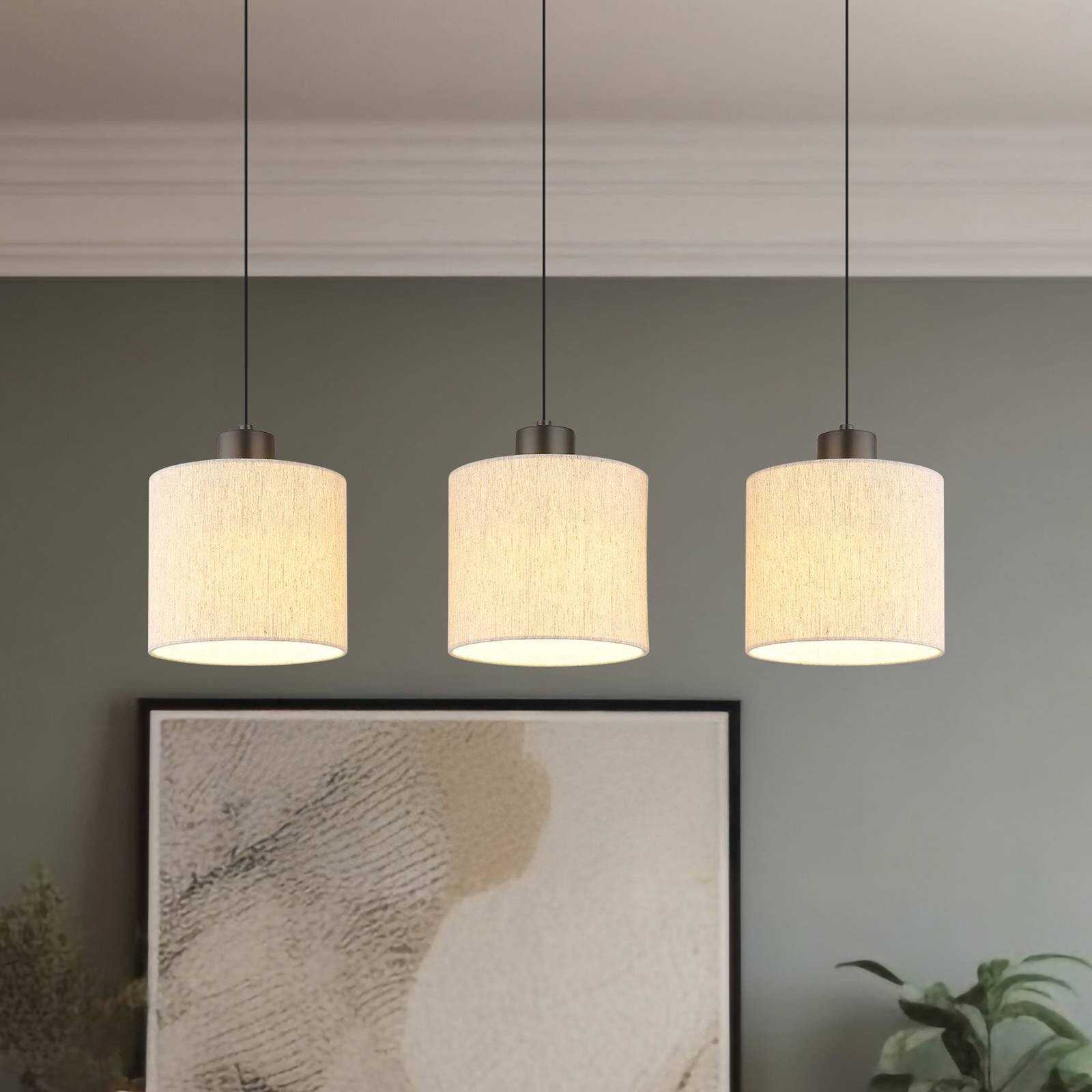 LED závesné svietidlo Thea, dĺžka 74 cm, 3-pl., krémová/matná čierna