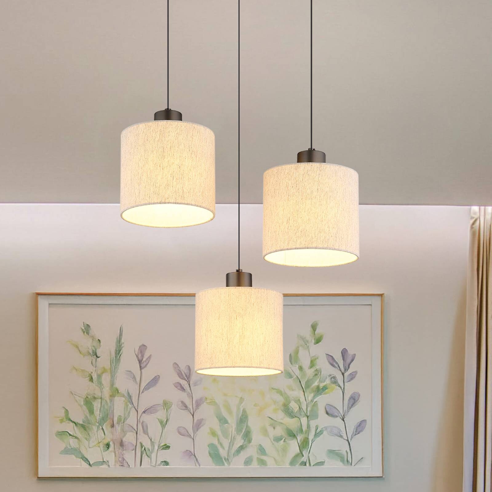 LED závesné svietidlo Thea, Ø 49 cm, 3-pl., krémová/čierna matná