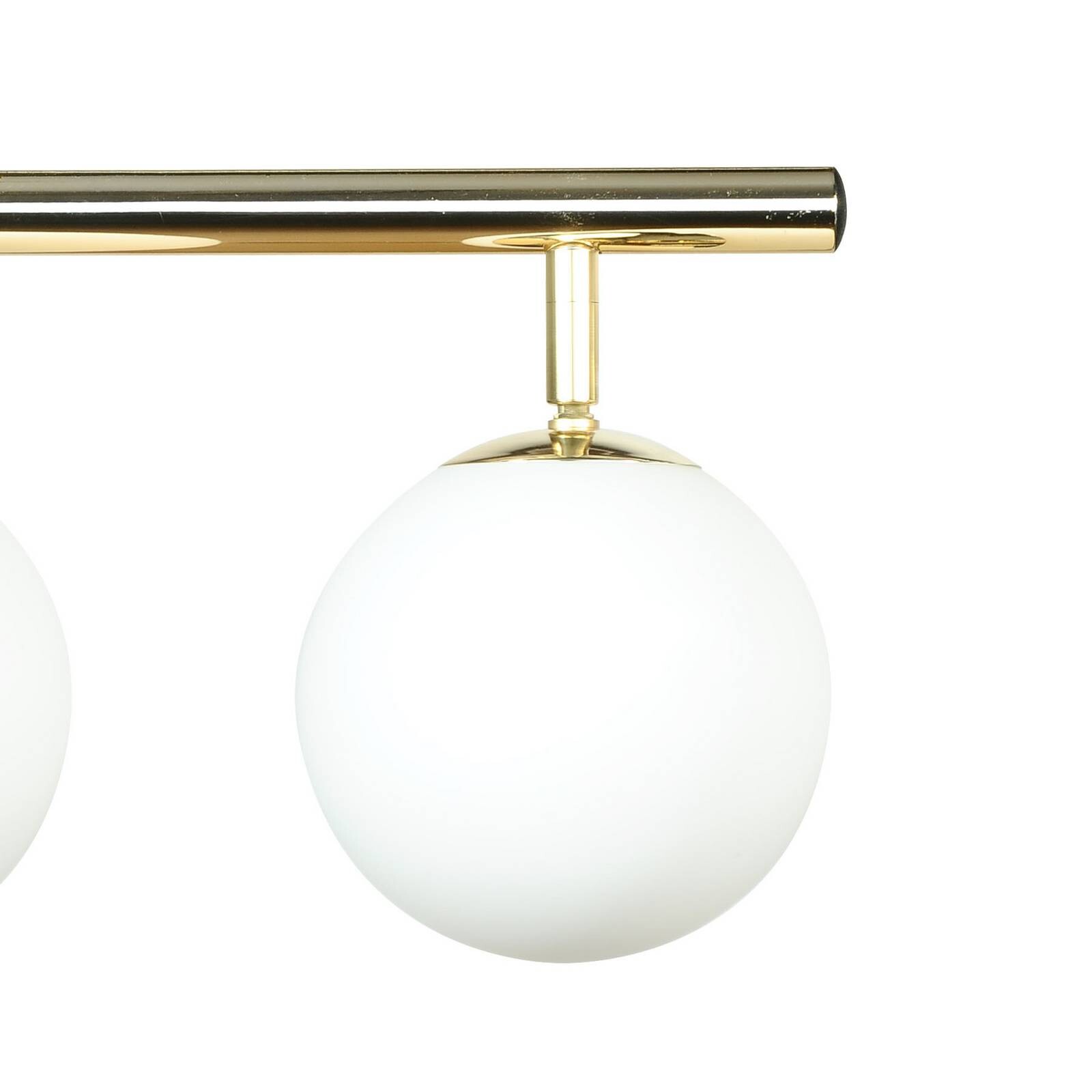 Stropné svietidlo Drum, zlatá farba, 3-pl., sklo, dĺžka 46 cm