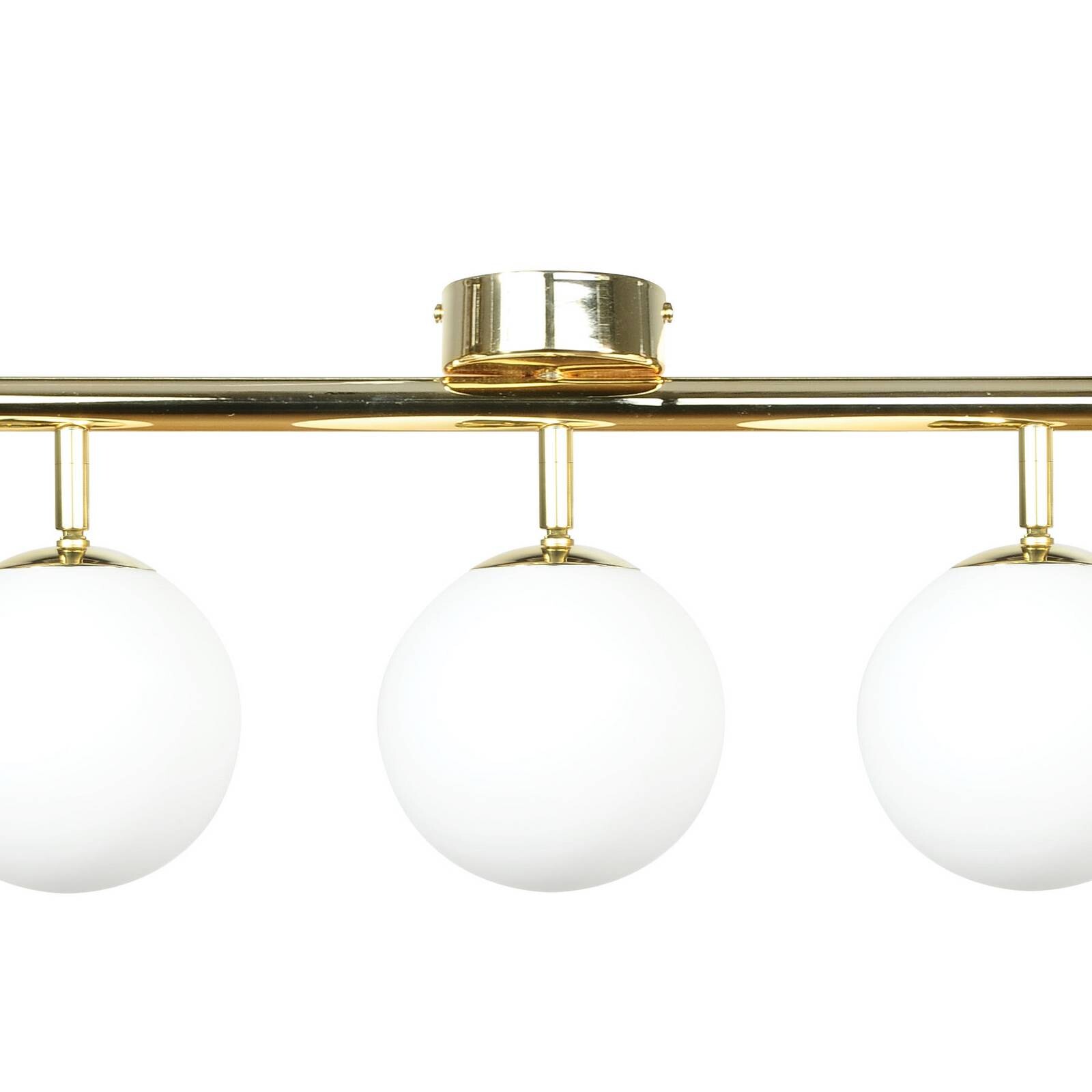 Stropné svietidlo Drum, zlatá farba, sklo, dĺžka 80 cm, 5-pl