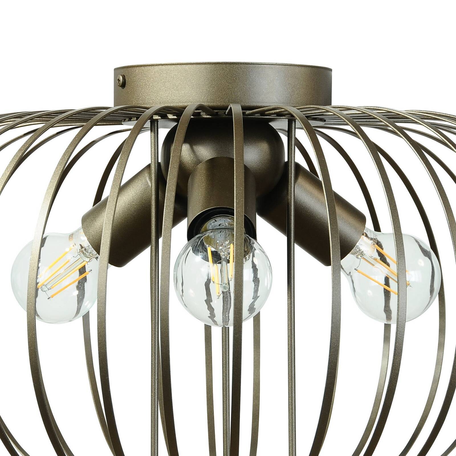 Stropné svietidlo Globe, kávová farba, Ø 51 cm, kov, 3-pl., E27