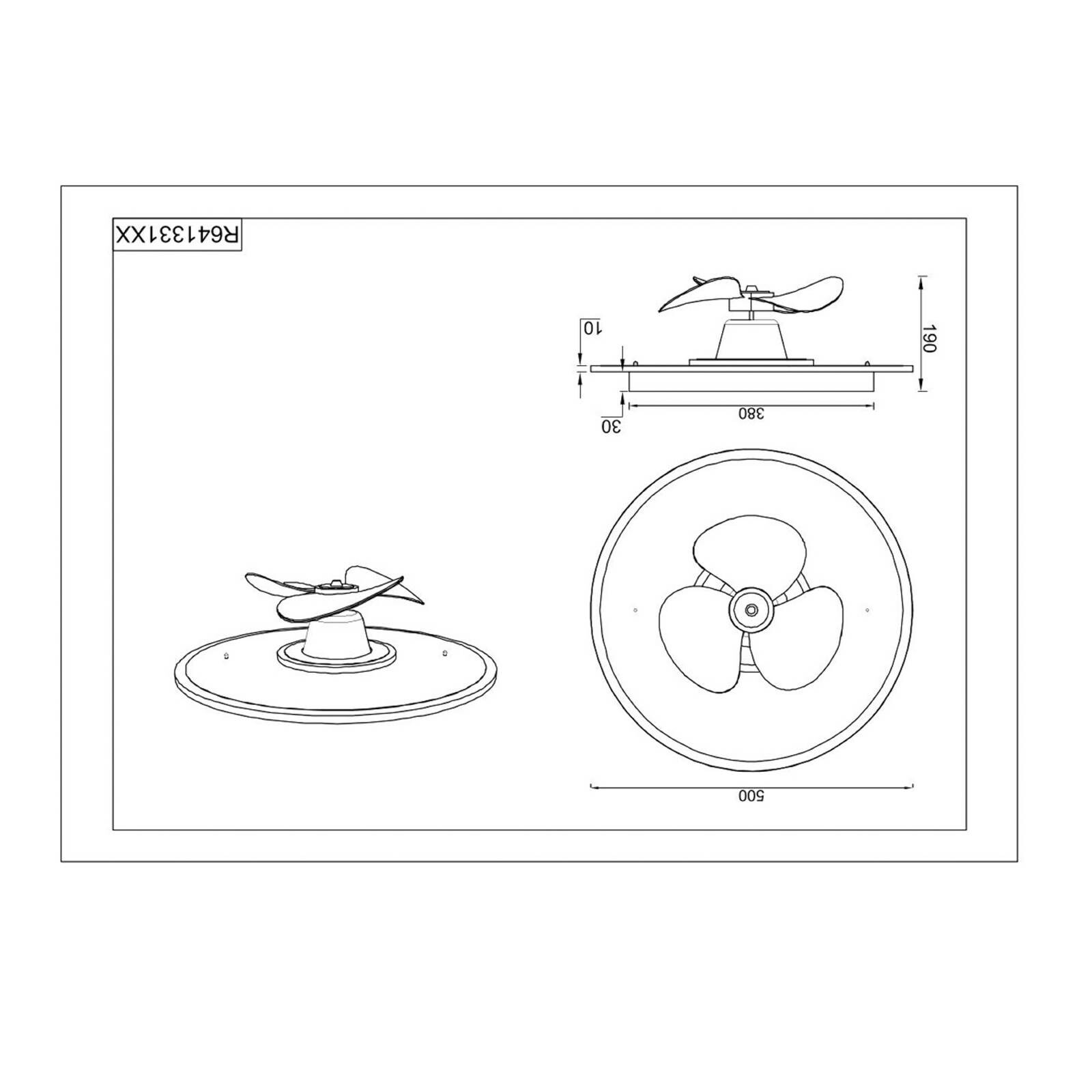 LED ventilátor Nybro, čierny, DC, tichý, 50 cm, CCT, diaľkové ovládanie