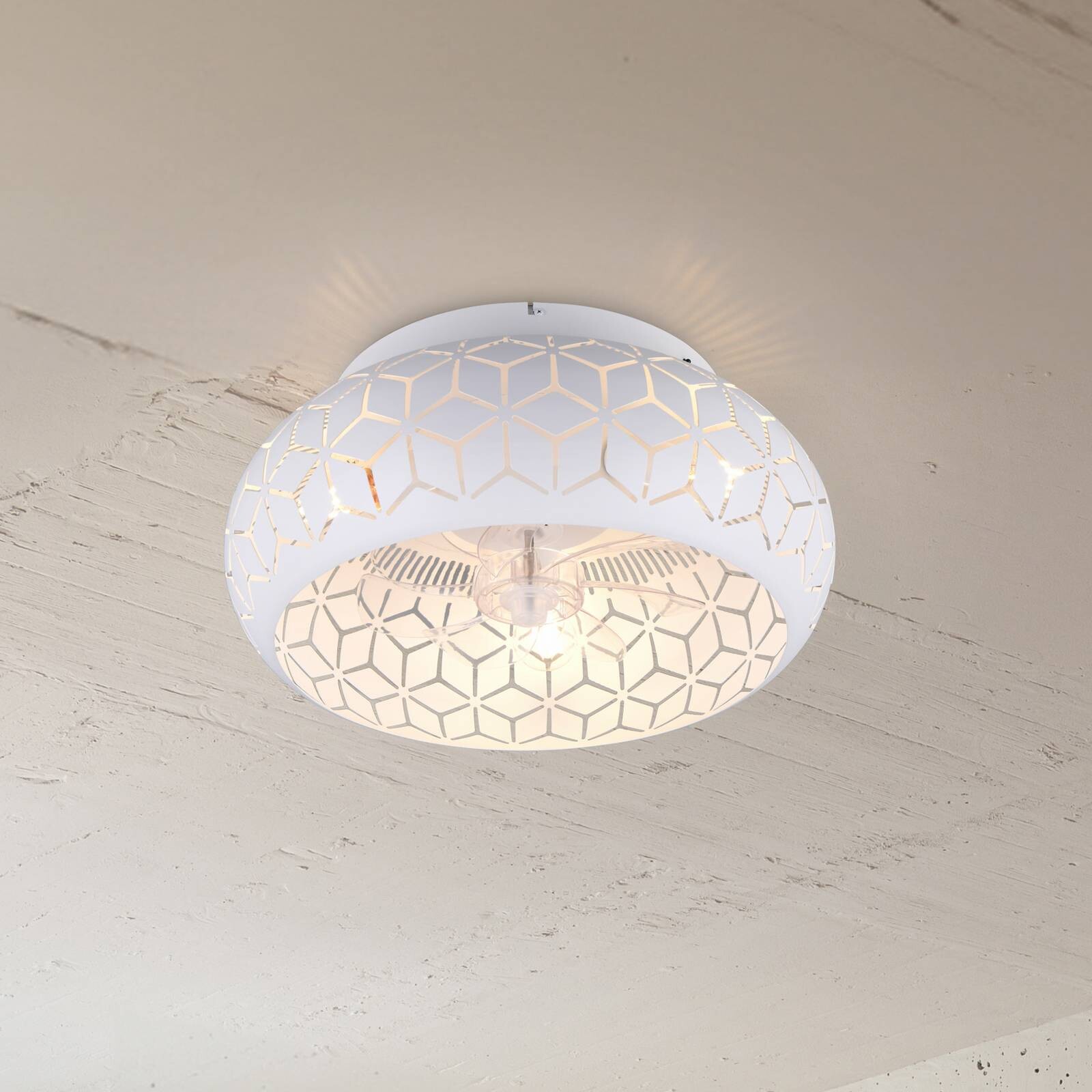 Ventilátor s osvetlením Bidar, biely, DC, tichý, 50 cm, diaľkové ovládanie