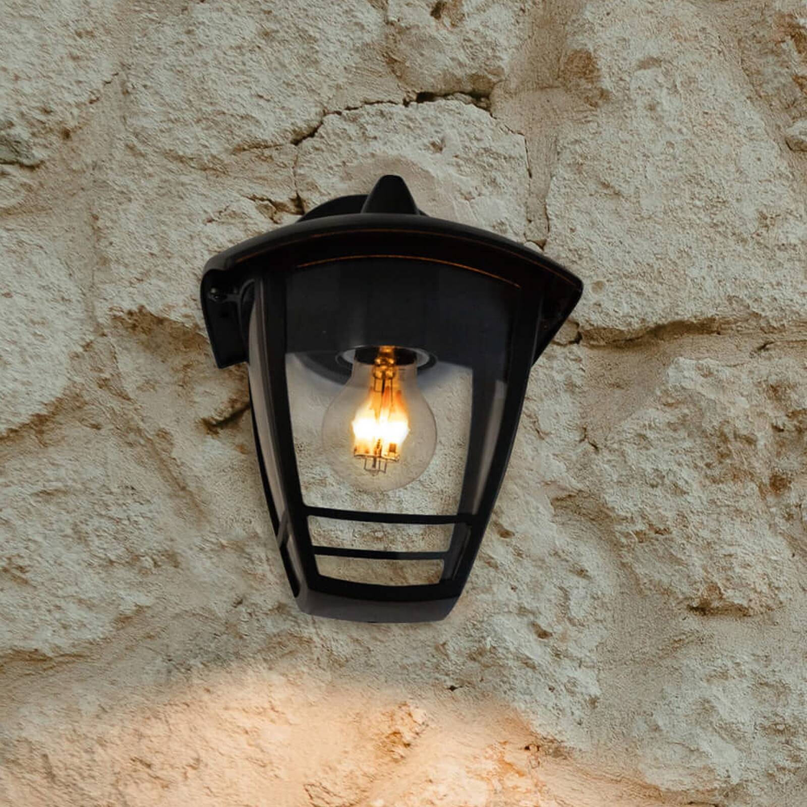 SEGULA Vonkajšie nástenné svietidlo Antique down, čierne, hliník, E27