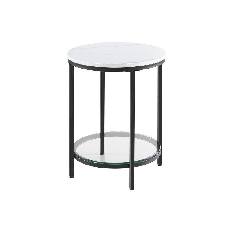 Moderný okrúhly stôl s mramorovou doskou a sklom 45 x 55 cm