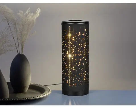 Stolná LED lampa Taco,trblietavý efekt, čierno-zlatá%