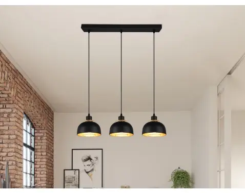 Závesné stropné osvetlenie Punch, čierno-zlatá, 3 svietidlá%