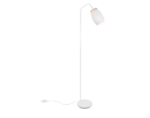 Stojacia lampa Bidar, biely kov/drevo%