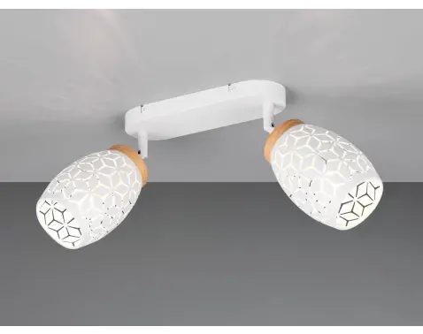 Stropnénástenné osvetlenie Bidar, biely kov/drevo%