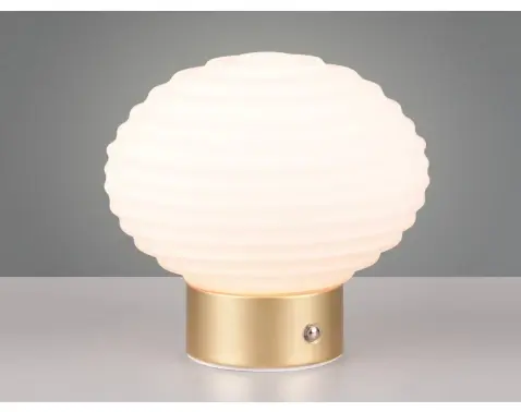 LED stolná lampa nabíjacia Earl 14 cm, biele sklo%