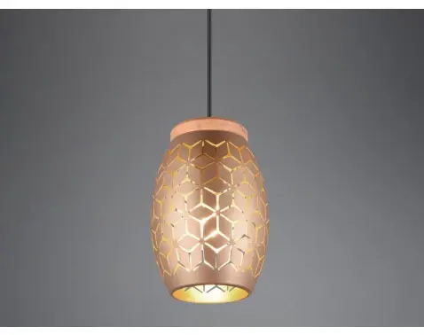 Luster Bidar, medený kov/drevo%