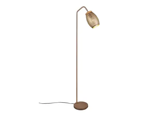Stojacia lampa Bidar, medený kov/drevo%