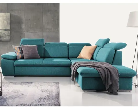 Rohová sedačka Aldon, petrolejová štruktúrovaná látka, pravý roh%