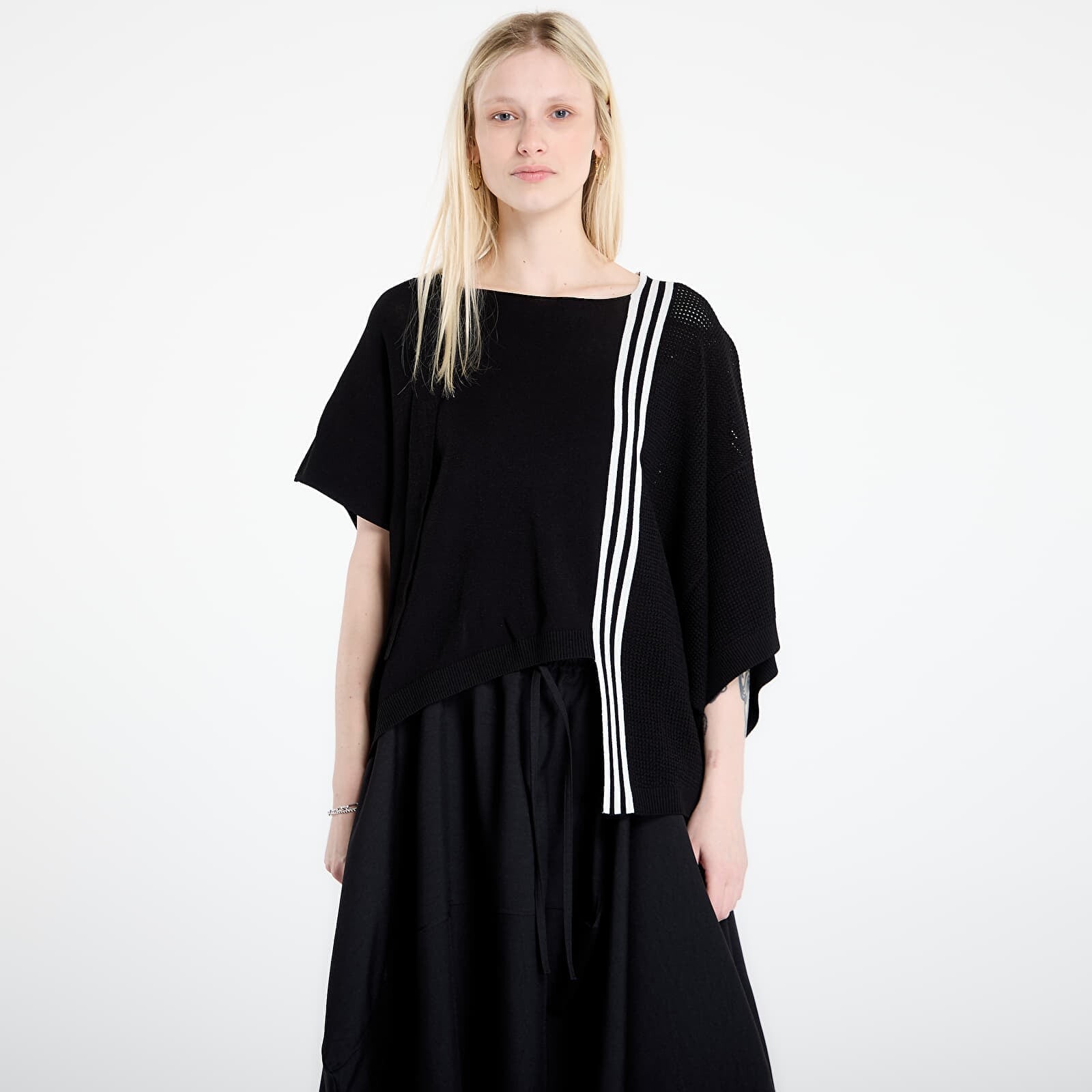 Mikina Y-3 Logo Knit Sweatshirt Black/ Chalk White L